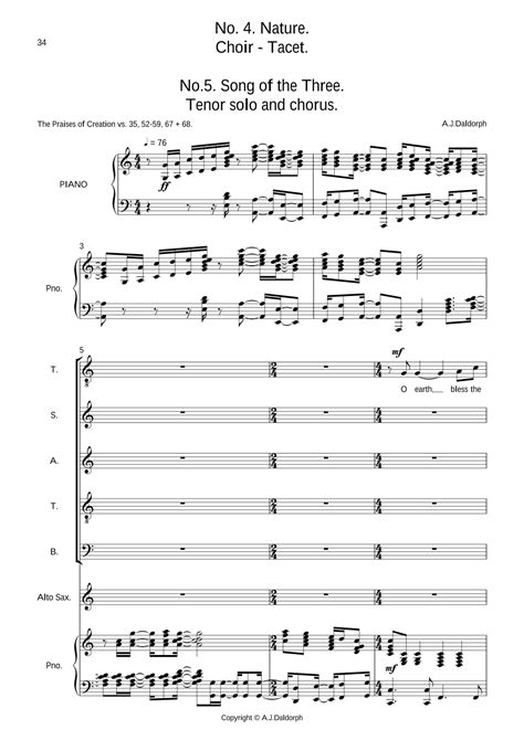 Song of the Three (from Songs of Hope and Creation) Sheet Music ...