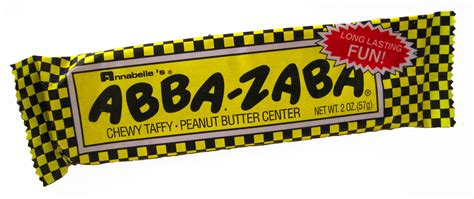 Abba-Zaba is a taffy candy bar with peanut butter centers, made by ...