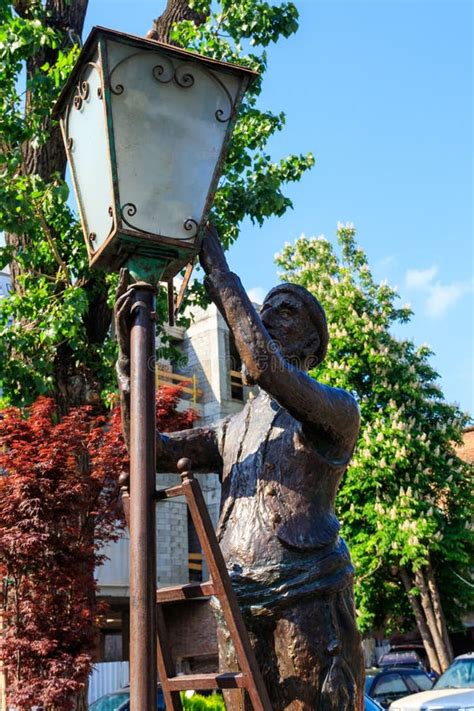 Statue of Old Lamplighter, Igniting Lights on Streets of Tbilisi, Georgia Editorial Image ...