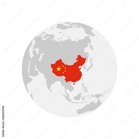 China Map With Flag on Earth Globe Editable Vector Illustration Stock Vector | Adobe Stock