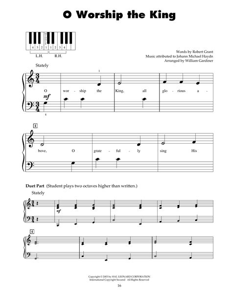 O Worship The King by Robert Grant Sheet Music for 5-Finger Piano at Sheet Music Direct