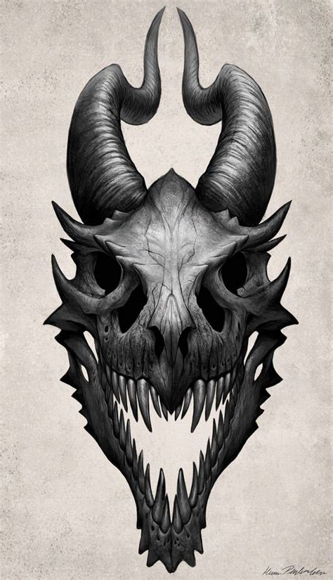 Fossil by KatePfeilschiefter | Skull art print, Skull art, Dragon artwork