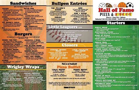 Menu at Hall Of Fame Pizza & Wings pizzeria, Bettendorf