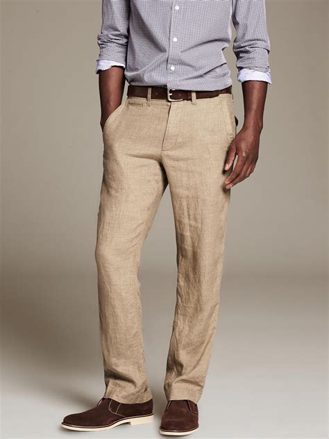 Banana Republic Straight Fit Linen Drawstring Pant Khaki in Khaki for Men | Lyst