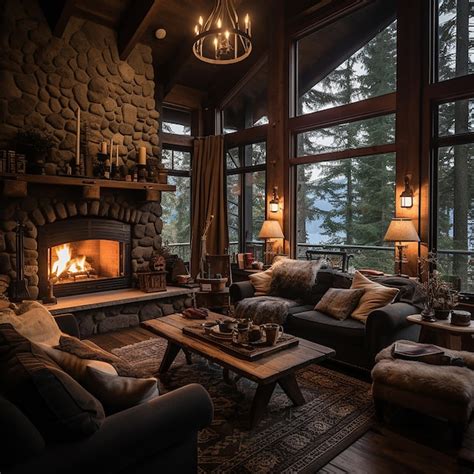 Premium AI Image | cozy mountain cabin nestled in a pristine forest ...