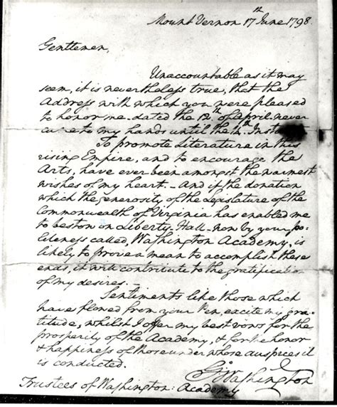 George Washington Letter, June 17, 1798