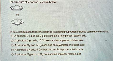 SOLVED: The structure of ferrocene is shown below: This configuration ...