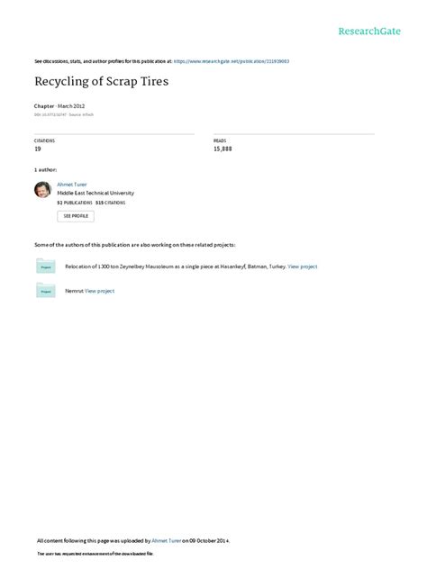 Tyre Recycle Process | PDF | Combustion | Tire