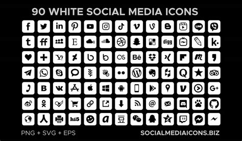 White Square Social Media Icons with rounded corners - Socialmediaicons