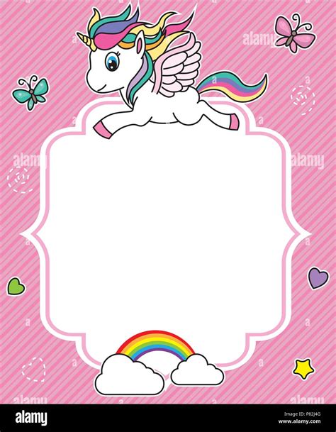 cute unicorn card. Frame with space for text Stock Vector Image & Art - Alamy