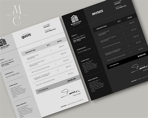 Corporate Business Quote & Invoice Template canva Customizable - Etsy