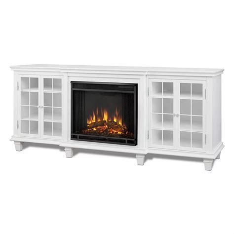 Real Flame Marlowe 70-inch Freestanding Electric Fireplace TV Stand in White | The Home Depot Canada