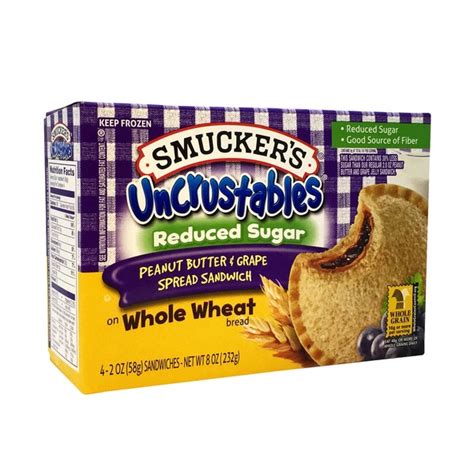 Smucker's Reduced Sugar Uncrustables Spread Sandwiches Peanut Butter & Grape (4 ct) from Jewel ...