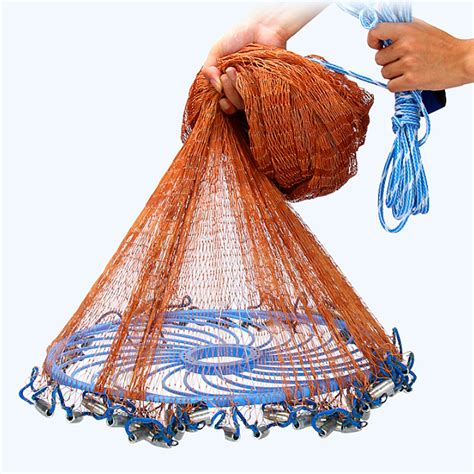 3-4.8m netting twine+steel hand throw cast net american style brown ...