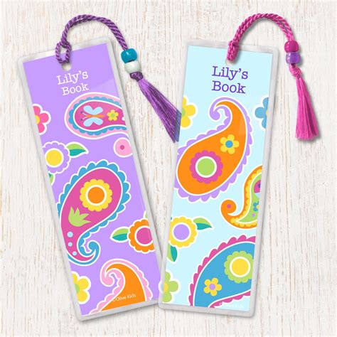 Kid's Personalized Pink Paisley Bookmarks Girls Laminated | Etsy