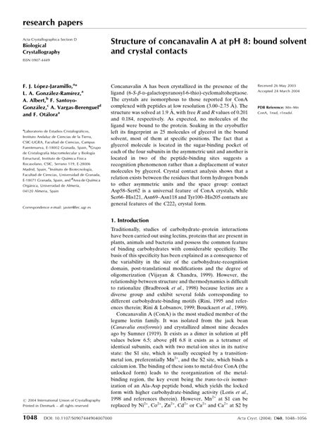 (PDF) Structure of concanavalin A at pH 8: Bound solvent and crystal ...