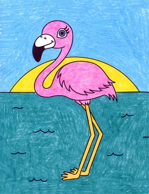 Easy How to Draw a Flamingo Tutorial and Flamingo Coloring Page