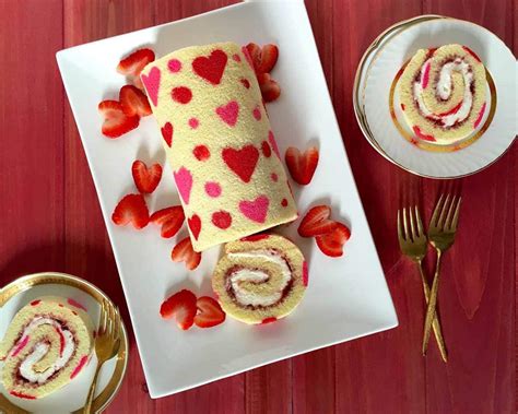 Valentine's Cake | Strawberry Cream Cake Roll | Tara Teaspoon