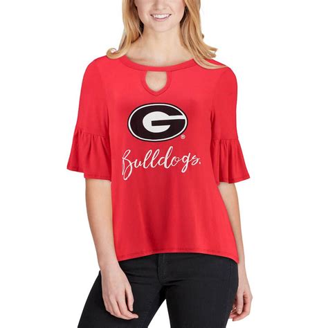 Georgia Bulldogs Women's Ruffle and Ready Keyhole Tri-Blend 3/4-Sleeve ...