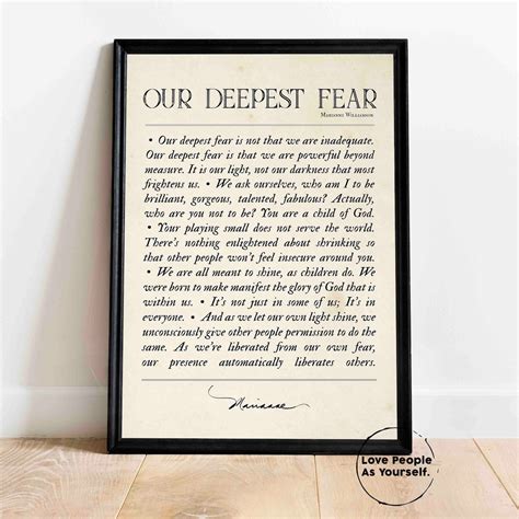 Our Deepest Fear Poem Marianne Williamson Wall Art Print - Etsy