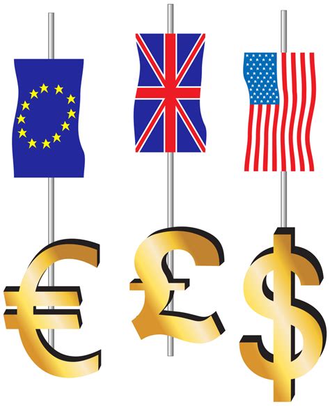 Euro Pound Dollar Signs And Flags PNG Clipart