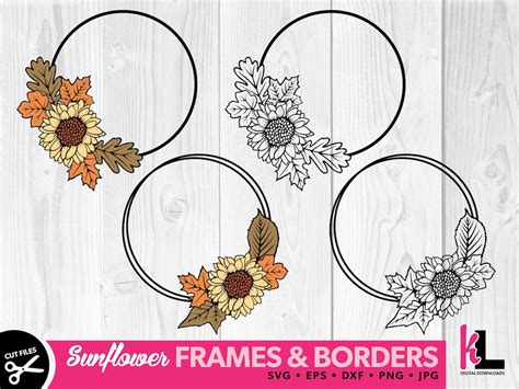 Sunflower Frame SVG Fall Wreath Svg Bundle DIY Fall Decor - Etsy