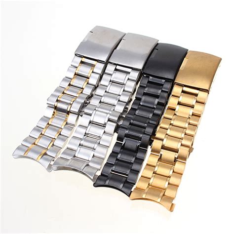 Stainless Steel Strap Side Push Button Buckle Watch Band - US$6.90