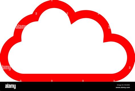 Cloud symbol icon - red simple outline, isolated - vector illustration ...