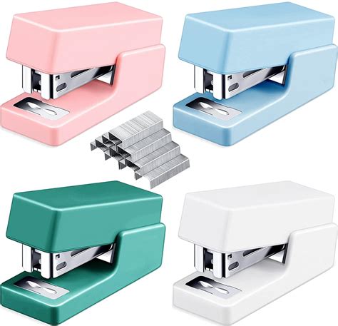 4 Pieces Small Staplers Mini Stapler With Staples Assorted Color Small ...