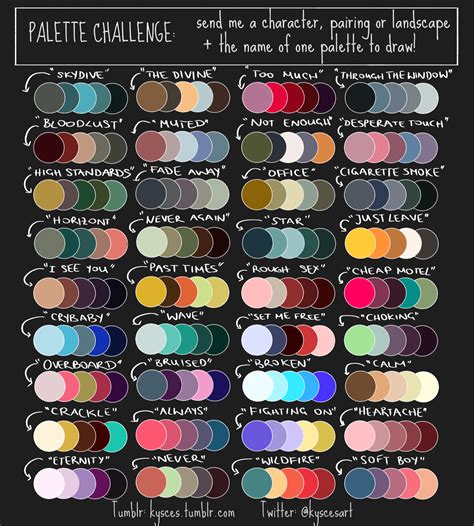 Colour Palettes for Art Challenges | Color palette challenge, Palette art, Color palette