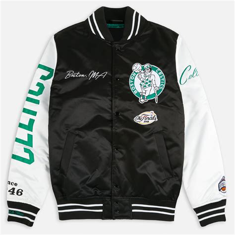 White/Black Boston Celtics Team Origins Varsity Satin Jacket - Jackets ...