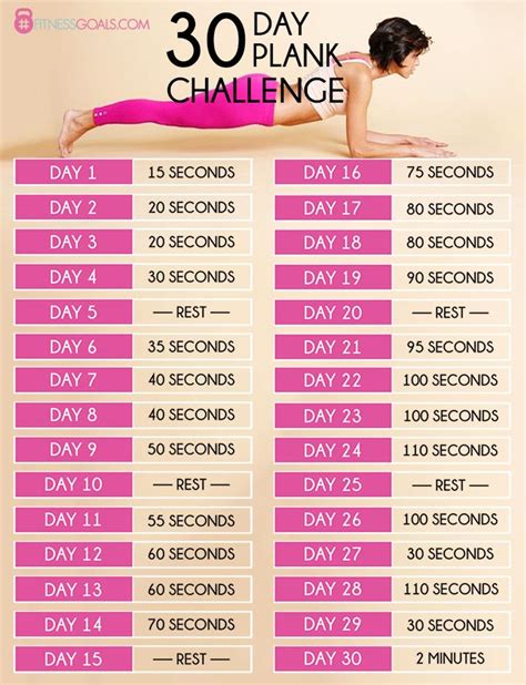 30 Day Plank Challenge Printable