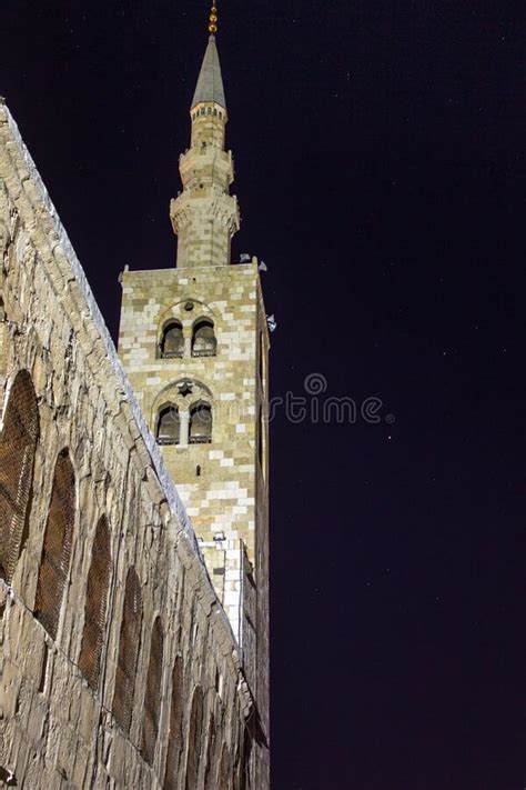 The Minaret of the Great Umayyad Mosque at Night in Damascus, Syria ...