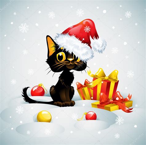 Christmas card with funny cat. — Stock Vector © efoxly #14294115