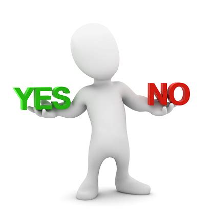 3d Yes Or No Little Man Stock Photo - Download Image Now - Balance ...