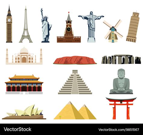 World landmarks famous landmarks Royalty Free Vector Image