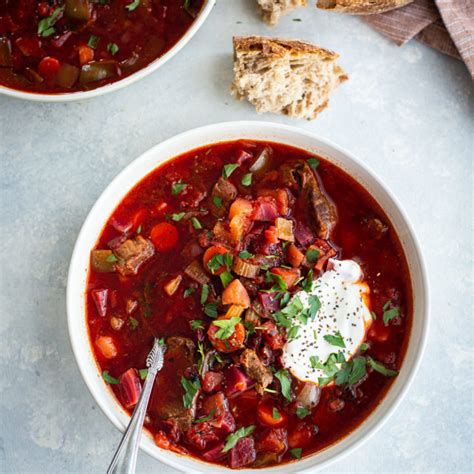 Easy Beef Borscht (Russian Beet Soup) | Good Life Eats