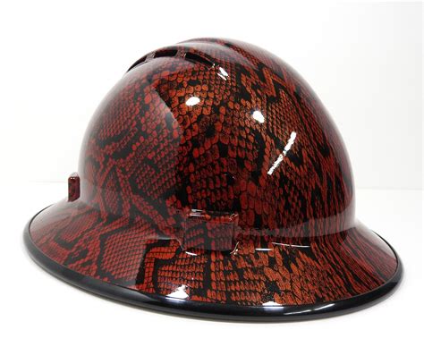 HardHatGear Custom Hydro Dipped VENTED Full Brim Hard Hat in Red Python - Made in USA | The Dead ...