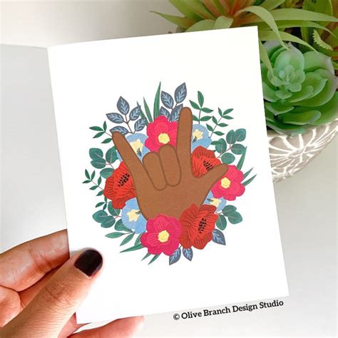 JW Sign Language I Love You Floral Greeting Card - Etsy