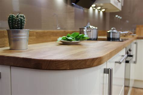 Solid Oak worktop curved end detail. | Solid wood worktops, Kitchen, Kitchen outlets