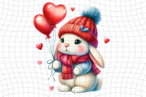 Valentine Bunny Watercolor Clipart PNG Digital Clipart Scrapbooking Transparent Background ...