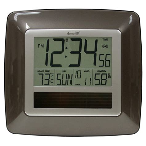 WT-8112U Solar Atomic Digital Clock with Indoor Temperature, Humidity, Solar-powered atomic ...