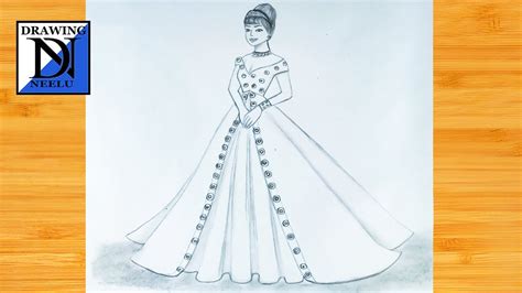 How to draw a Disney princess cinderella DRESS drawing | easy drawing for girls | drawing for ...