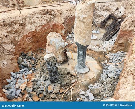 The Process Of Cutting Piles After The Completion Of Building ...