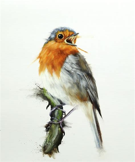 Singing Robin Bird, oils, 40x50cm : r/Art