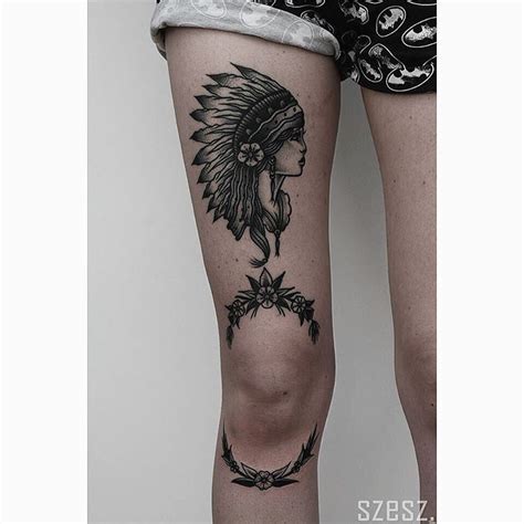 “Native girl and flowers above the knee are healed, flowers below the knee are fresh Thank You ...