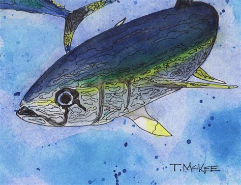 Tuna Art, Tuna Print, Tuna Watercolor, Fish Art by Tony Mckee, Swimming ...