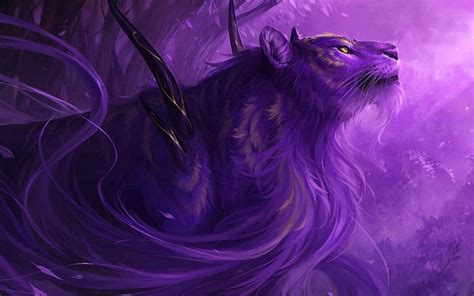 Download Purple Fantasy Lion HD Wallpaper