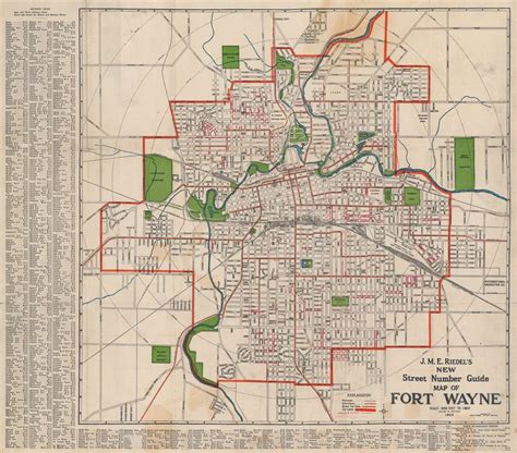 J. M. E. Riedel's New Street Number Guide Map of Fort Wayne.: Geographicus Rare Antique Maps