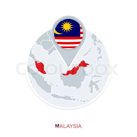 Malaysia map and flag, vector map icon ... | Stock vector | Colourbox